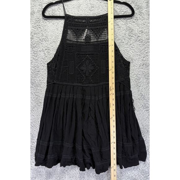 Free People Women's Halter Emily Lace-Bodice Mini Dress Black Medium - Picture 7 of 11
